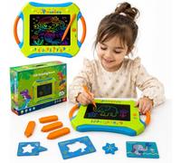 Toyana LCD Drawing Tablet for Kids, Electronic Writing Pad 12.5" Large Screen Colorful Doodle Board, Educational Learning Sketchpad with Stencils and Crayon Moulds Gift Set for Children 3+ Years