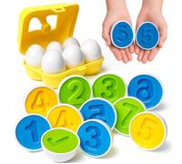 Toyana Matching Eggs Baby Toy - Box of 6 Eggs (12 PCS) with Colourful Numbers Montessori Stacking Shape Sorter & Sensory Toy Fine Motor Skills Toy for Toddlers 6 Months Plus