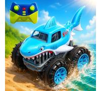 Toyana Remote Control Cars for Kids, 2.4 GHz Rechargeable RC Stunt Car, Durable Waterproof Mini Shark Monster Truck, Indoor Outdoor, On-Road Off-Road Gift for Children 3+ Years