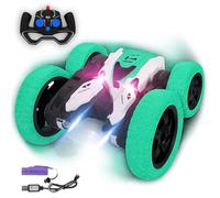 Toyana Remote Control Stunt Car with 360° Rotation Spinning for Kids Double-Sided Flip 2.4GHZ RC Toy, USB Rechargeable Battery, LED Headlights & Durable Skid Tires for Boys & Girls Gift 3+ Year, Green