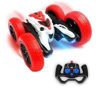 Toyana Remote Control Stunt Car with 360° Rotation Spinning for Kids Double-Sided Flip 2.4GHZ RC Toy, USB Rechargeable Battery, LED Headlights & Durable Skid Tires for Boys & Girls Gift 3+ Year, Red