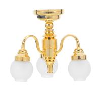 TOYANDONA 1:12 Miniature Dollhouse Ceiling Lamp: 3-head Golden Led Chandelier Hanging Light, Tiny Battery Operated Hanging Lamp for Mini House Living Room Decoration & Diy Craft Supplies