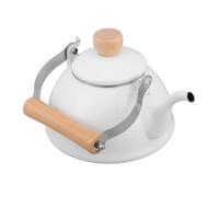 TOYANDONA 1.4l White Enamel Coffee Stovetop Kettle with Wide Mouth for Smooth Pouring and Precision Temperature Control, Vintage Classic Design with Wood Handle, for Frequent Use and Camping
