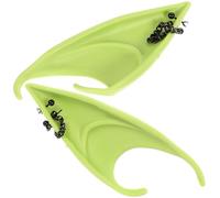 TOYANDONA 1 Pair Green Fairy Cosplay Ears Black Chain and White Rhinestones, Pointed Elf Ears for Women, Party Dress Up Performance Prop Accessories