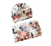 TOYANDONA 1 Set Baby Swaddle Blanket Newborn Swaddle Blankets Soft Silky Receiving Swaddling Wrap Blanket with Hat for Boys and Girls Baby Girl Shower Gift(White)