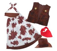 TOYANDONA 1 Set Cowgirl Outfit For Women With Hat Western Cow Girl Costume For Adults Cosplay Dress Up For Halloween Country 70s Hippie Carnival Parties
