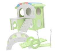 TOYANDONA 1 Set Hamster Habitat with Ladder and Platform Colorful Hideout for Pets Includes Swing Seesaw Large Arch Bridge Villa for Hamsters Guinea Pigs