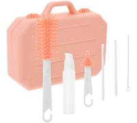 TOYANDONA 1 Set Milk Bottle Cleaning Brush Set with Straw and Nipple Brushes Portable Storage Box for Home and Travel Use Practical Drying Rack for Bottles and Accessories