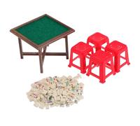 TOYANDONA 1 set Miniature Dollhouse Mahjong Table Chair Realistic Gaming Props for Pretend Play Easy to Clean Dollhouse Accessory for Creative Imagination