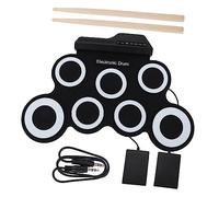 TOYANDONA 1 Set Portable Electronic Drum Kit USB Charging Hand Roll Up Drum Set Practice Professional Demonstration Song for Beginners Black