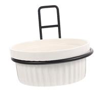 TOYANDONA 1 Set Removable Pet Feeder with Rack Hanging Cat Dog Food Bowl Height Design Durable Ceramic Pet Bowl Wall Mounting