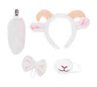 TOYANDONA 1 Set Sheep Ears and Tail Costume - Plush Animal Headband with Bow Face and Tail - Farm Animal Cosplay Accessories for Parties Stage Performances