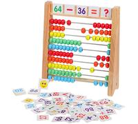 TOYANDONA 1 Set Wooden Abacus Math Learning for Counting Beads Preschool Teaching Aid with Cards for Math Skills Development