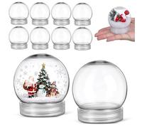 TOYANDONA 10 Pcs Mini Christmas Snow Globes, Diy Water Globes with Cap | 7x6cm Shatterproof Plastic Clear Water Snow Globe Supplies for Kids Xmas Handmade Crafts & Table Decor,leakproof Base