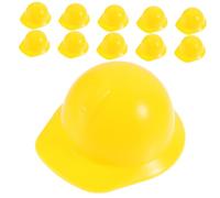 TOYANDONA 10 Pcs Mini Doll Helmets Miniature Construction Hat ABS Tiny Doll Hat Bottle Topper Hats Pet Helmet Mini Safety Helmet for DIY Dollhouse Decor Yellow