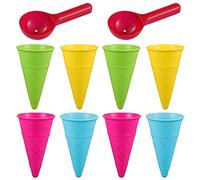 TOYANDONA 10 PCS Outdoor Beach Toys Ice Cream Cones Scoop Set Sand Mold Seaside Play Sand Toys for Kids Toddlers (Random Color)