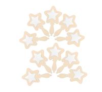 TOYANDONA 10 Pcs Wooden Baby Mirror Toys: Mini Star Shape Handheld Sensory Toys for Toddlers, Portable Unfinished Baby Mirrors for Tummy Time, DIY Craft Projects(Beige)