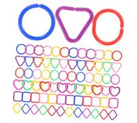 TOYANDONA 100 Pcs Geometric Linking Rings Safe Plastic Chain Links for Early Education Sensory Development for Boy Girl Coordination Cognitive Skills