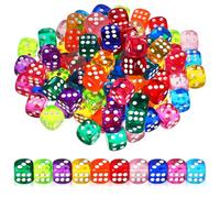 TOYANDONA 100 Pieces Dice Set, 14mm Bulk 6 Sided Colored Dices for Board Games, Math Learning,Classroom,Playing, Rolling with storage box