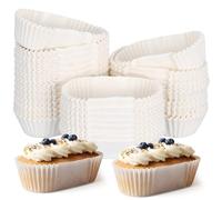 TOYANDONA 1000 Pcs Oval Paper Baking Cups - Greaseproof Mini Loaf Cake Liners, White Boat Shaped Cupcake Liners, Disposable Petit Four Muffin Cases for Baking, Financier, Pastry & Buffet Parties