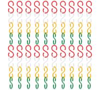 TOYANDONA 100pcs Plastic S Hooks Hanging Hooks Multipurpose Outdoor for String Lights Kitchen and Home Storage Red White Green Yellow Set