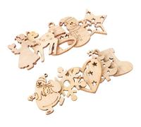 TOYANDONA 100Pcs Wooden Christmas Ornaments Set, Mixed Style Wood Chips for DIY Coloring, Household Xmas Tree Hanging Decorations and Centerpiece Crafts