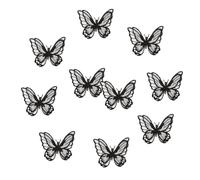 TOYANDONA 10pcs Black 3D Butterfly Embroidered Appliques Double-Layer Organza Sewing Craft Patches for Wedding Decor and Clothing Accessories