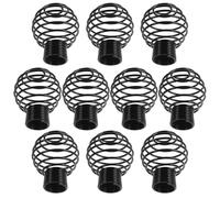 TOYANDONA 10pcs Black Iron Curtain Decorative Finials for 22mm Rods with Spring Structure, Modern Luxury round End Caps Suitable for Living Room and Office Curtain Hardware Accessories