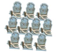 TOYANDONA 10Pcs Blue Tombstones Halloween Decor Resin Graveyard Ornaments for Haunted House Party Scary Memorial Grave Accessories