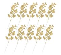 TOYANDONA 10Pcs Christmas Leaves Picks Xmas Glitter Picks DIY Bouquet Stem Picks Decorative Flower Branches for Christmas Wreath Holiday Party Decorations