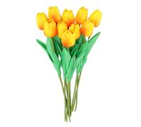 TOYANDONA 10pcs Colorful PU Fake Tulips Home Ornaments for Desktop Decoration Artificial Tulip Flowers in Orange Yellow for Store and Living Ambiance