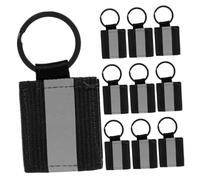 TOYANDONA 10pcs Dual-sided Reflective Keychain Tags for Backpack Zipper Pendant High Visibility Hanging Decorations for Night Walking Outdoor Activities Black