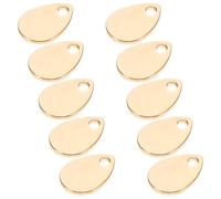TOYANDONA 10Pcs Gold Plated Solid Brass Teardrop Tags with Single Hole Flat Stamping Blank Charms for DIY Jewelry Making Accessories