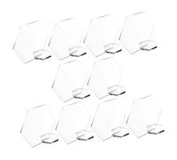 TOYANDONA 10Pcs Hexagon Acrylic Table Signs with Stand Reusable Blank Number Holders for Weddings Banquets Parties Restaurants DIY Place Cards