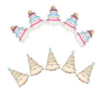 TOYANDONA 10Pcs Large Foil Birthday Balloons Set with Three-Layer Cake and Party Hat Shapes, Inflatable Birthday Decorations for ’ Party and Shower Celebrations