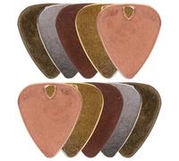 TOYANDONA 10pcs Metal Guitar Picks Set Thick Small Bass and Electric Guitar Plectrums Mixed Gold Silver Antique Bronze Rose Gold Colors