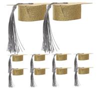 TOYANDONA 10pcs Mini Graduation Hat Wine Goblet Covers with Tassels Festive Paper Caps for Graduation Party Decorations College Celebration Accessories Funny Tiny Goblet Hats for Adults and