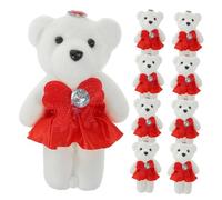 TOYANDONA 10Pcs Mini Plush Stuffed Bear Dolls Soft Tiny Animal Wedding Car Bouquet Decorations Box Stuffers for Party Favors and Photo Props