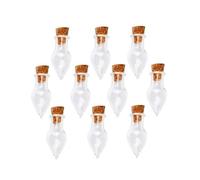TOYANDONA 10pcs Mini Transparent Glass Bottles with Cork Plugs Teardrop Shape Wish Jars for DIY Pendants Perfume Decoration Crafting