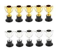 TOYANDONA 10Pcs Mini Trophy Ornaments Small Decorative Plastic Awards for Party Favors Game Prizes and Sports Competitions Gold Silver Colors