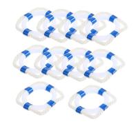 TOYANDONA 10pcs Miniature Mediterranean Style Life Buoy Mini House Props for Dollhouse Decor Smooth Surface Coastal Beach Ornament Nautical Blue Swim Ring Accessories