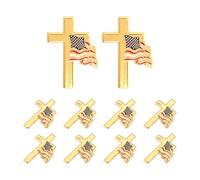 TOYANDONA 10pcs Patriotic American Flag Cross Pin Made of Sturdy Alloy with Scratch-resistant Finish, Versatile Accent for Celebrations and Special Events, Brooch for Jackets, Suits,