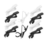 TOYANDONA 10pcs Replacement Lavalier Microphone Clips, Universal Lapel Mic Tie-clips with 8.5mm Black and 6mm White Diameter, Plastic Mic Holder Clamp Set for Interviews and Live Streaming