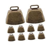 TOYANDONA 10pcs Vintage Cow Bells for Crafts Metal Mini Cowbells with Safe Square Arc Edges Retro Bronze Grazing Bells for Dog Horse Sheep DIY Wind Chimes Wedding and Home Decoration