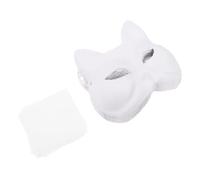 TOYANDONA 10pcs White Paper Fox Masks with Eye Mesh Blank Paintable Animal Masks for Halloween DIY Hand-painted Masquerade Costume Accessory for Creative Decorating