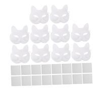TOYANDONA 10pcs White Paper Pulp Fox Masks with Eye Mesh DIY Blank Paintable Fox Shaped Masks for Halloween Costume Masquerade Cosplay Lightweight and Craft for Decorating