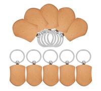 TOYANDONA 10Pcs Wooden Shield Keychain Blanks Sublimation Blanks Unfinished Wood Keyrings for DIY Crafting Engraving Tags Decoration Accessories