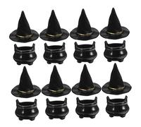 TOYANDONA 10Sets Miniature Witch Hat Cauldron Ornaments for Halloween DIY Crafts Cute Micro Landscape Decor Party Hats for Celebrating Spooky Season