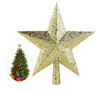 TOYANDONA 11.5cm Double-sided Gold Star Tree Topper Shatterproof Mini Christmas Tree Decor Cone Base for Easy Attachment