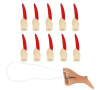 TOYANDONA 11pcs Halloween Zombie Fingernails and Witch Nose Props Set, Red Rubber Material with Realistic Design, Easy to Carry for Masquerade and Scary Night Parties